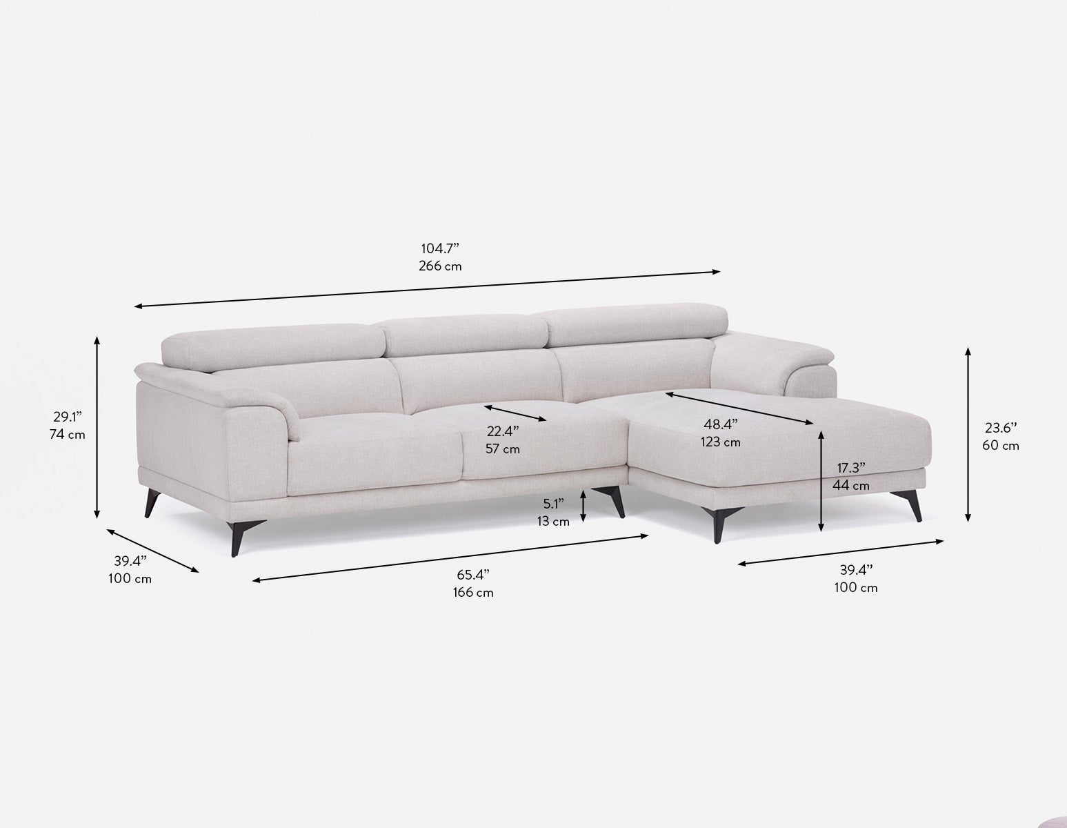 VENTURA modern right-facing sectional sofa undefined