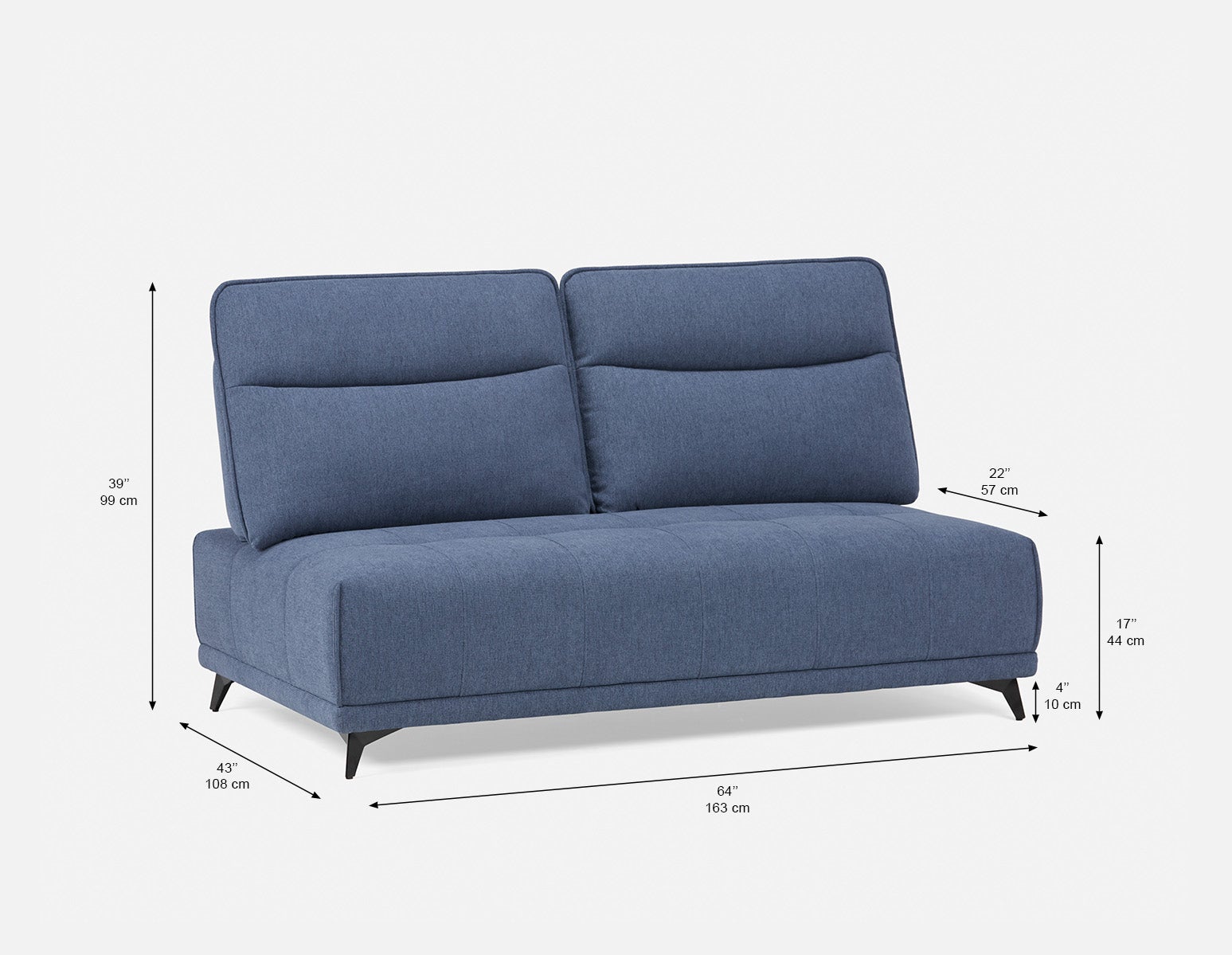 SIMON modern contemporary armless loveseat with adjustable backrest undefined