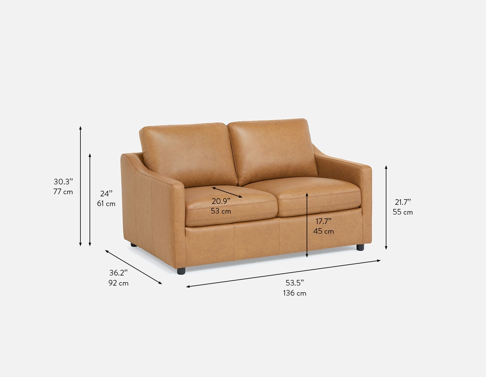 LIMA modern 100% leather loveseat undefined