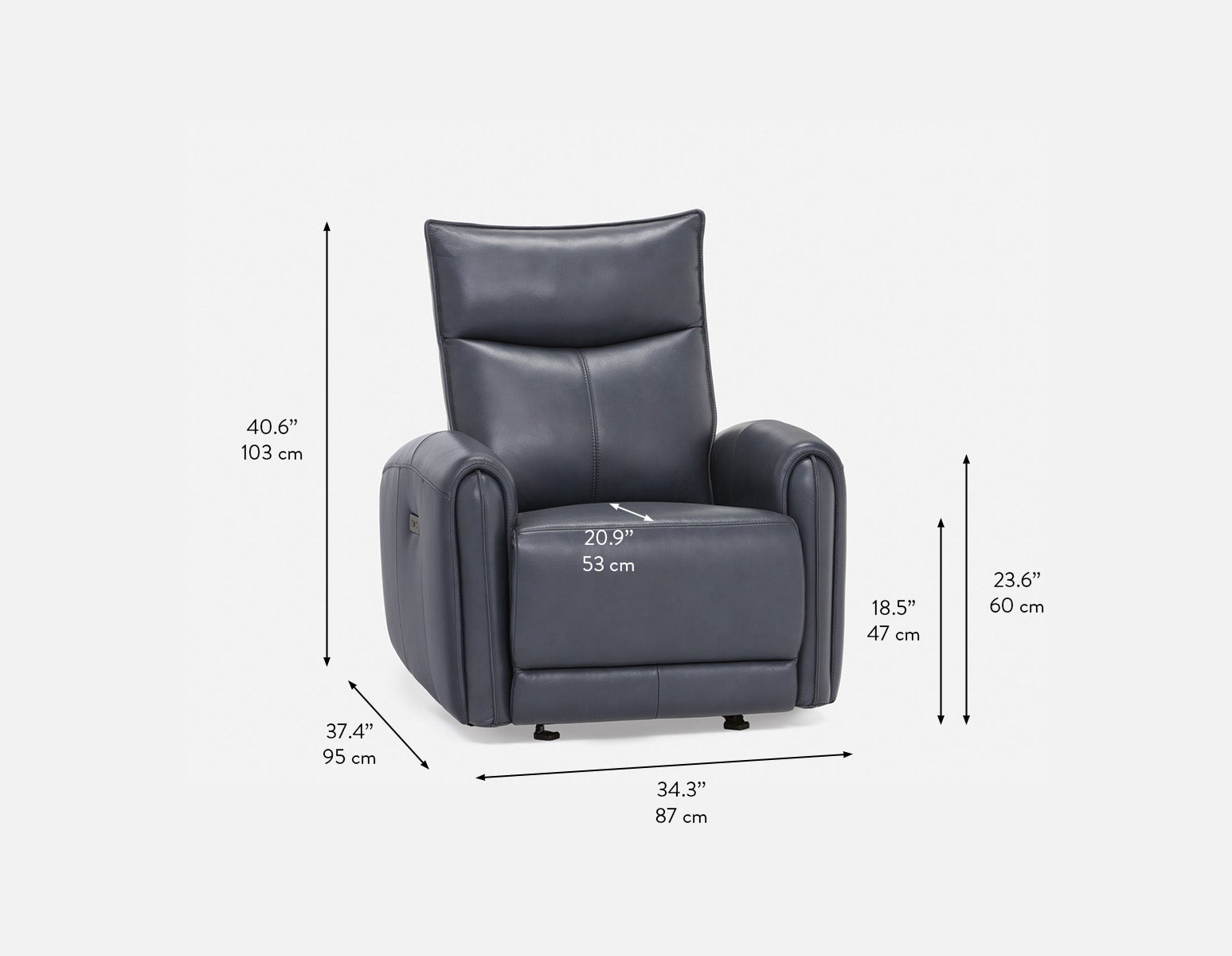 CALVERO fauteuil inclinable électrique et berçante 100% cuir avec port usb contemporain undefined