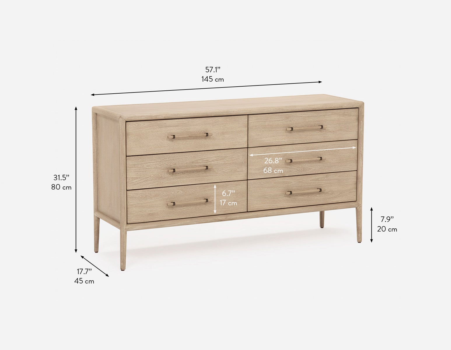 SAHARA minimalist scandinavian 6-drawer dresser undefined