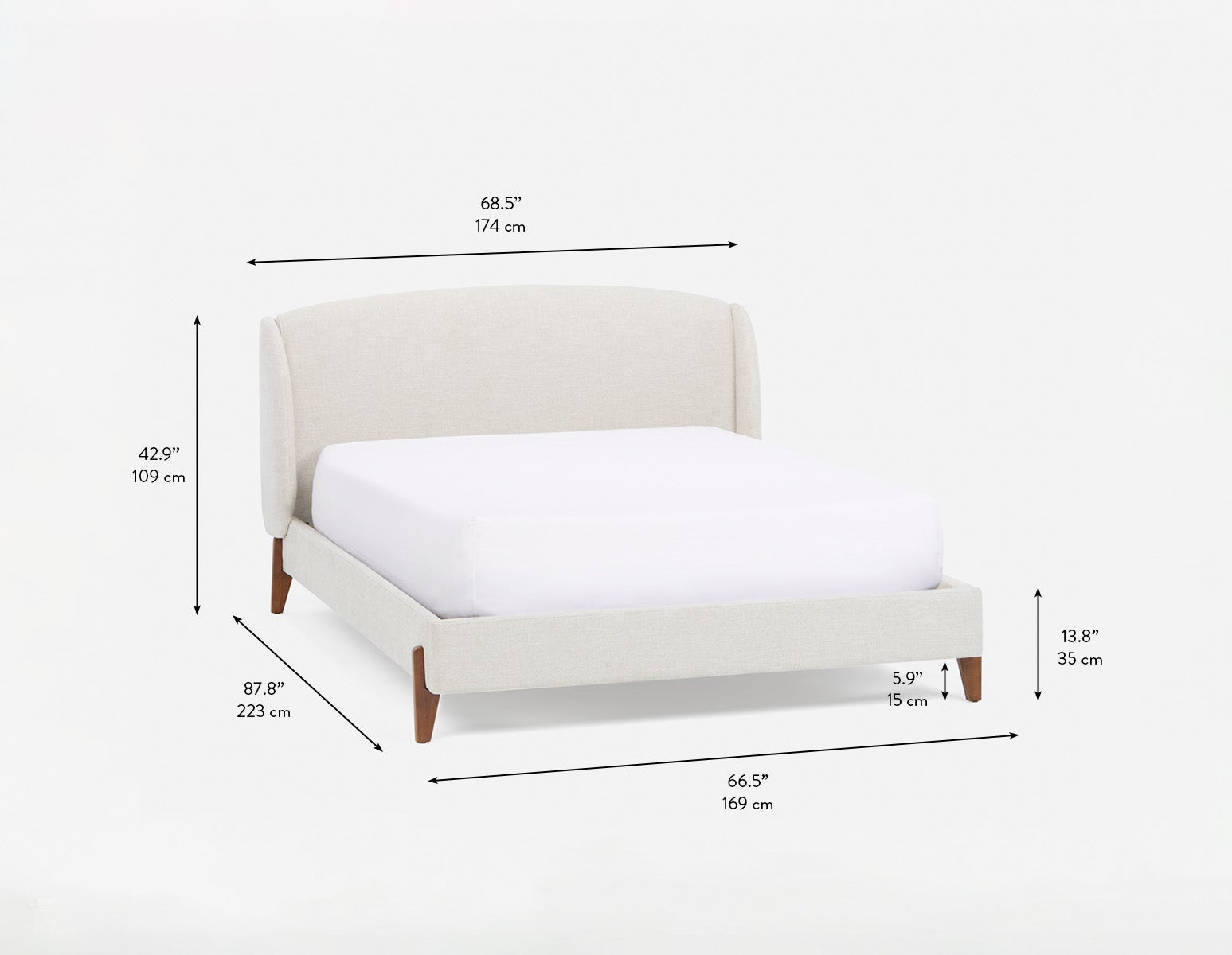 MARCIA mid-century modern upholstered queen size bed undefined