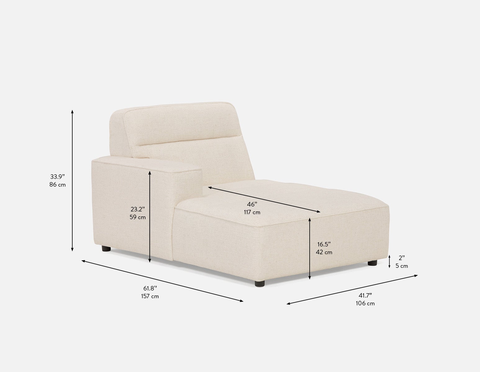 REVAN chaise longue côté gauche modulaire moderne avec accoudoir s'adapte à votre espace undefined