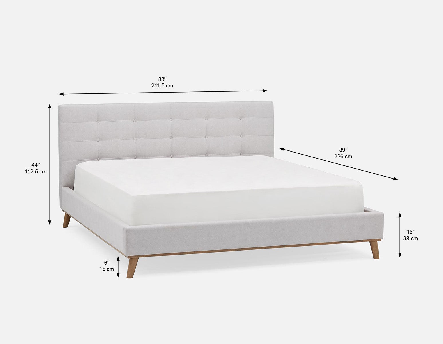 CARME mid-century modern tufted upholstered king size bed undefined