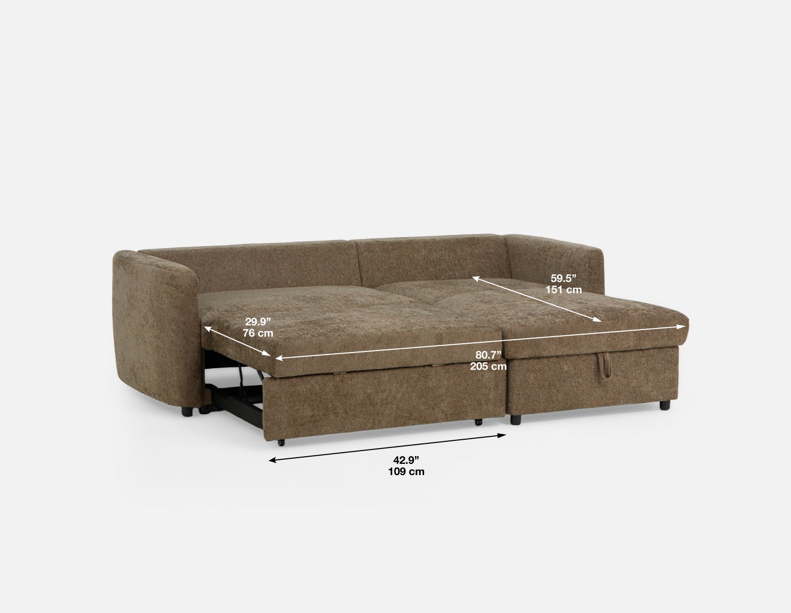 JANICE modern interchangeable storage sectional sofa-bed undefined