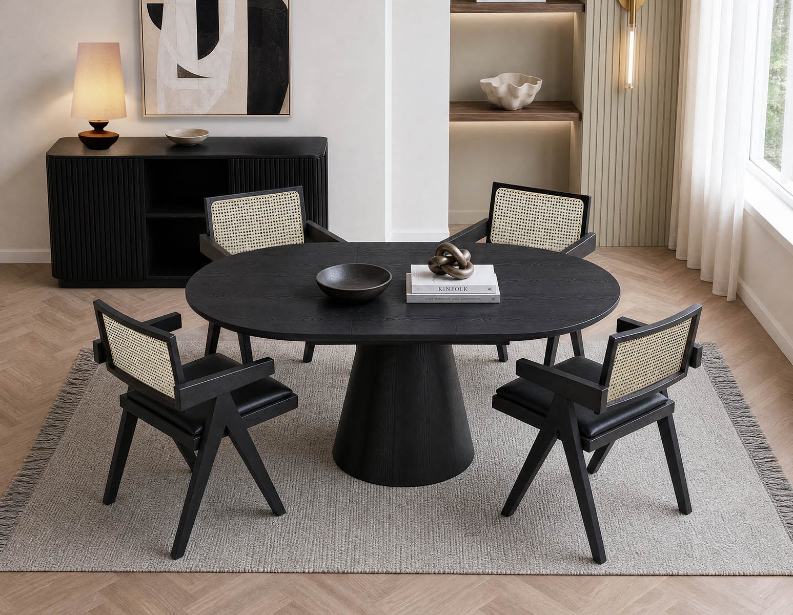 SORENO extendable round dining table 120 to 160 cm undefined