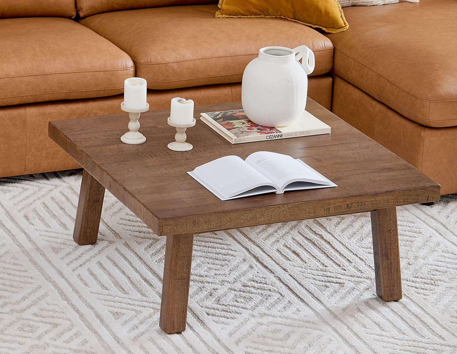 THESSALIA distressed solid mango wood coffee table 90 cm undefined