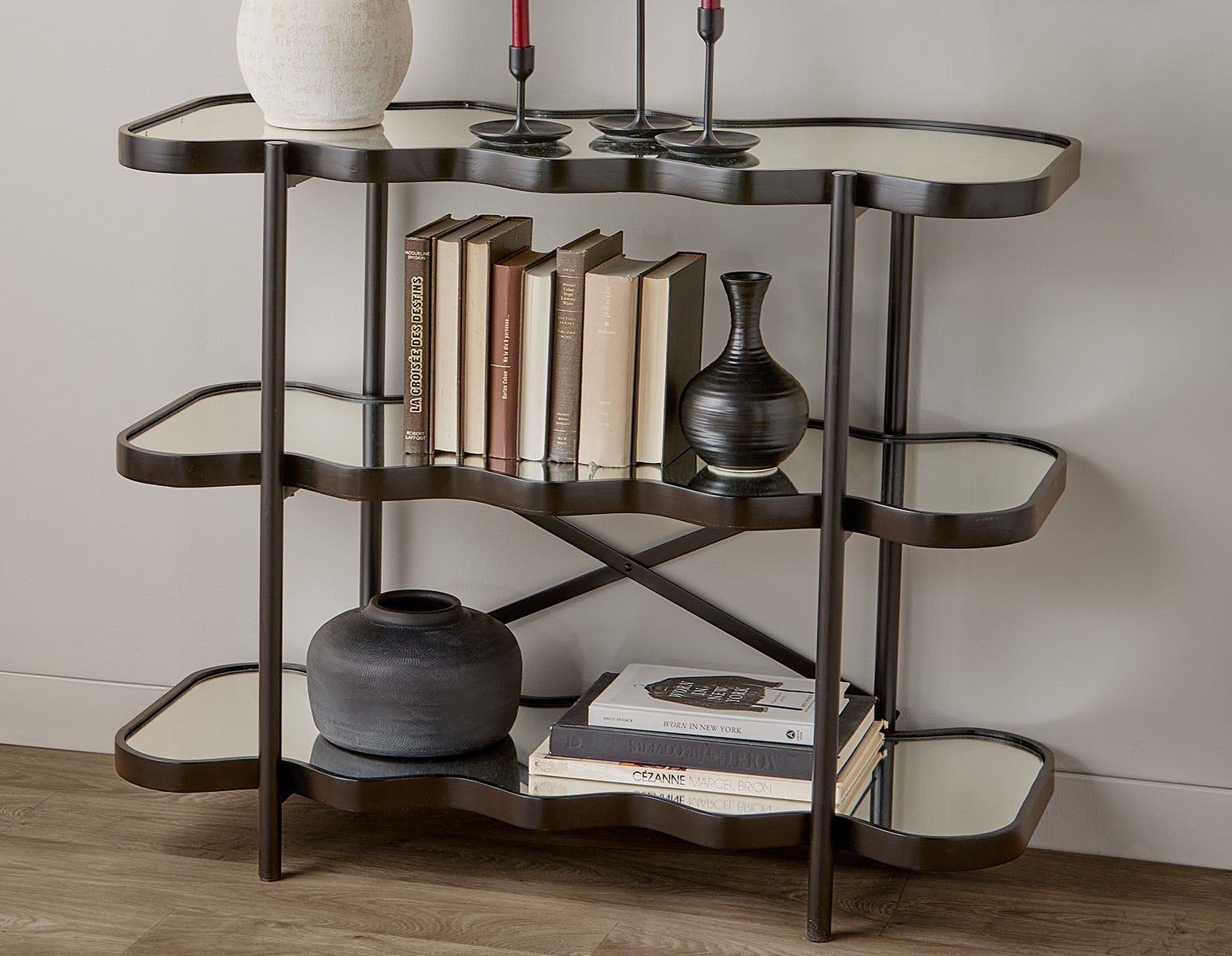 KAYRA 3-tier mirrored Shelves 100 cm undefined