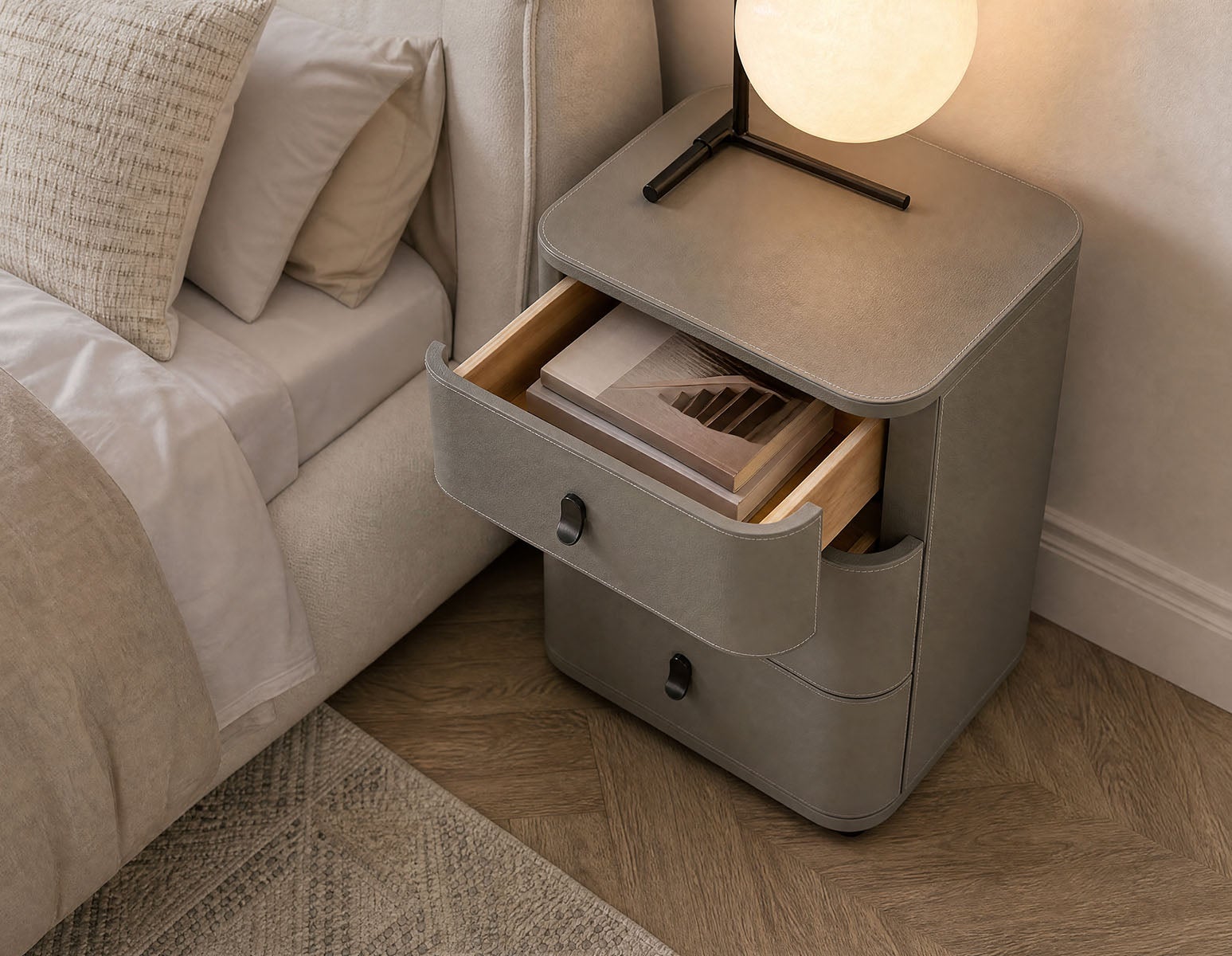 GAEL contemporary 3-drawer nightstand undefined