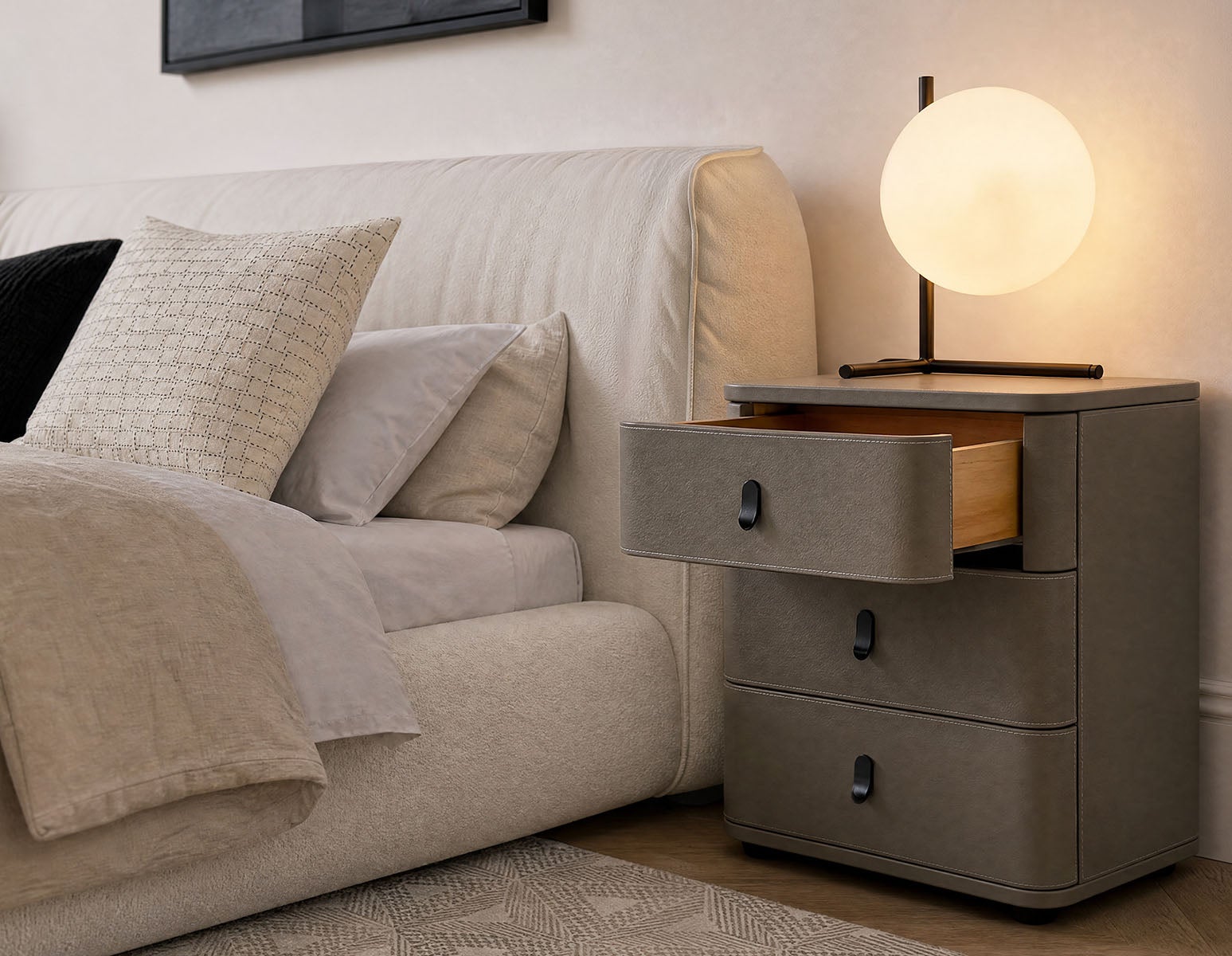 GAEL contemporary 3-drawer nightstand undefined