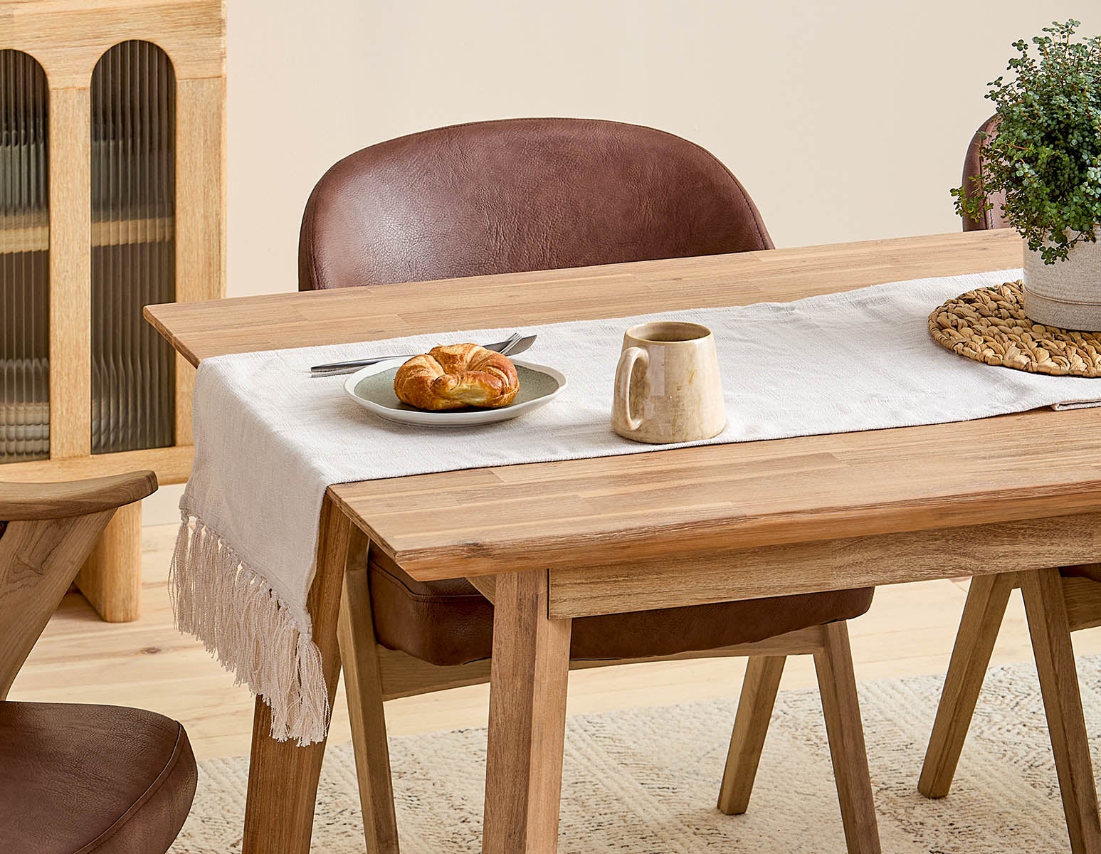 KABBANN acacia wood dining table 180 cm undefined