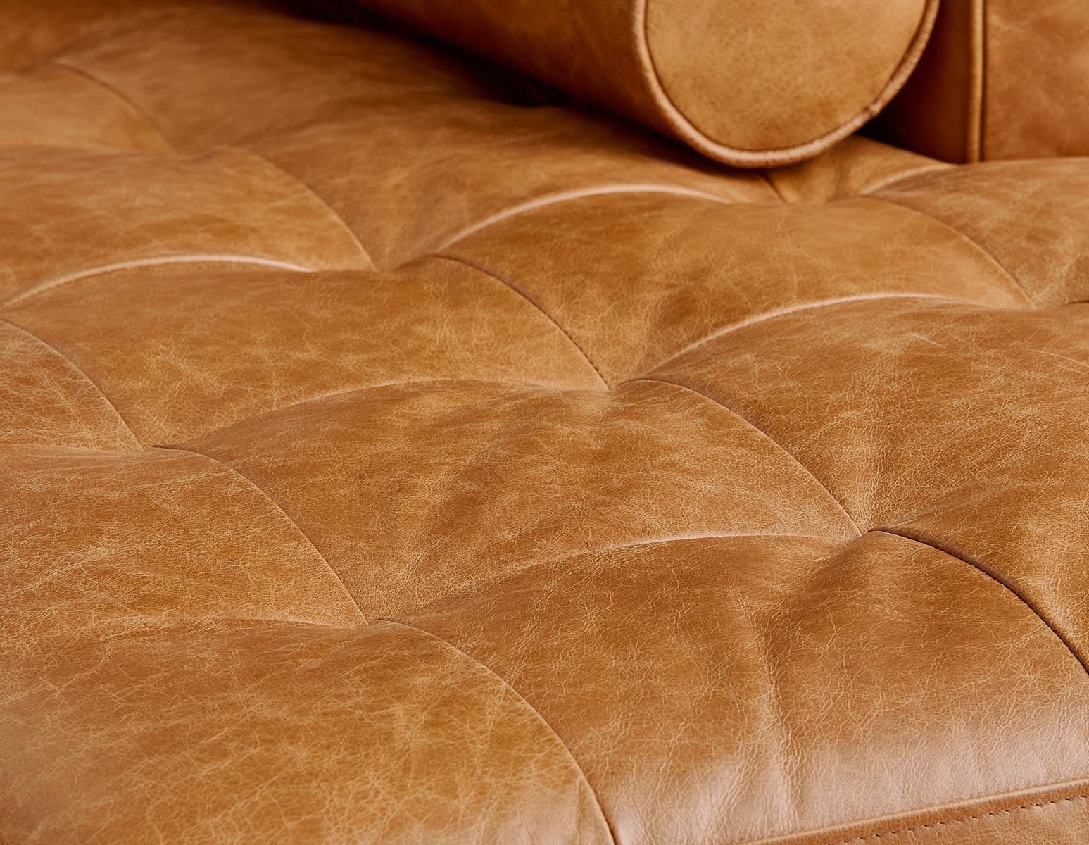 KINSEY mid-century modern left-facing 100% leather sectional sofa undefined