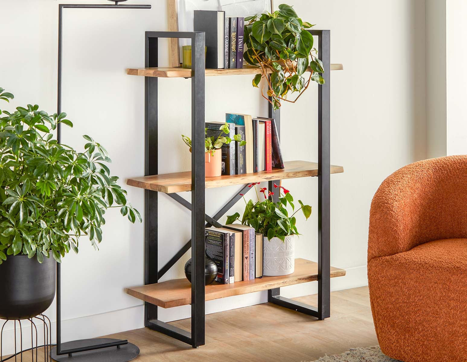 RENO acacia wood 3-tier bookcase undefined
