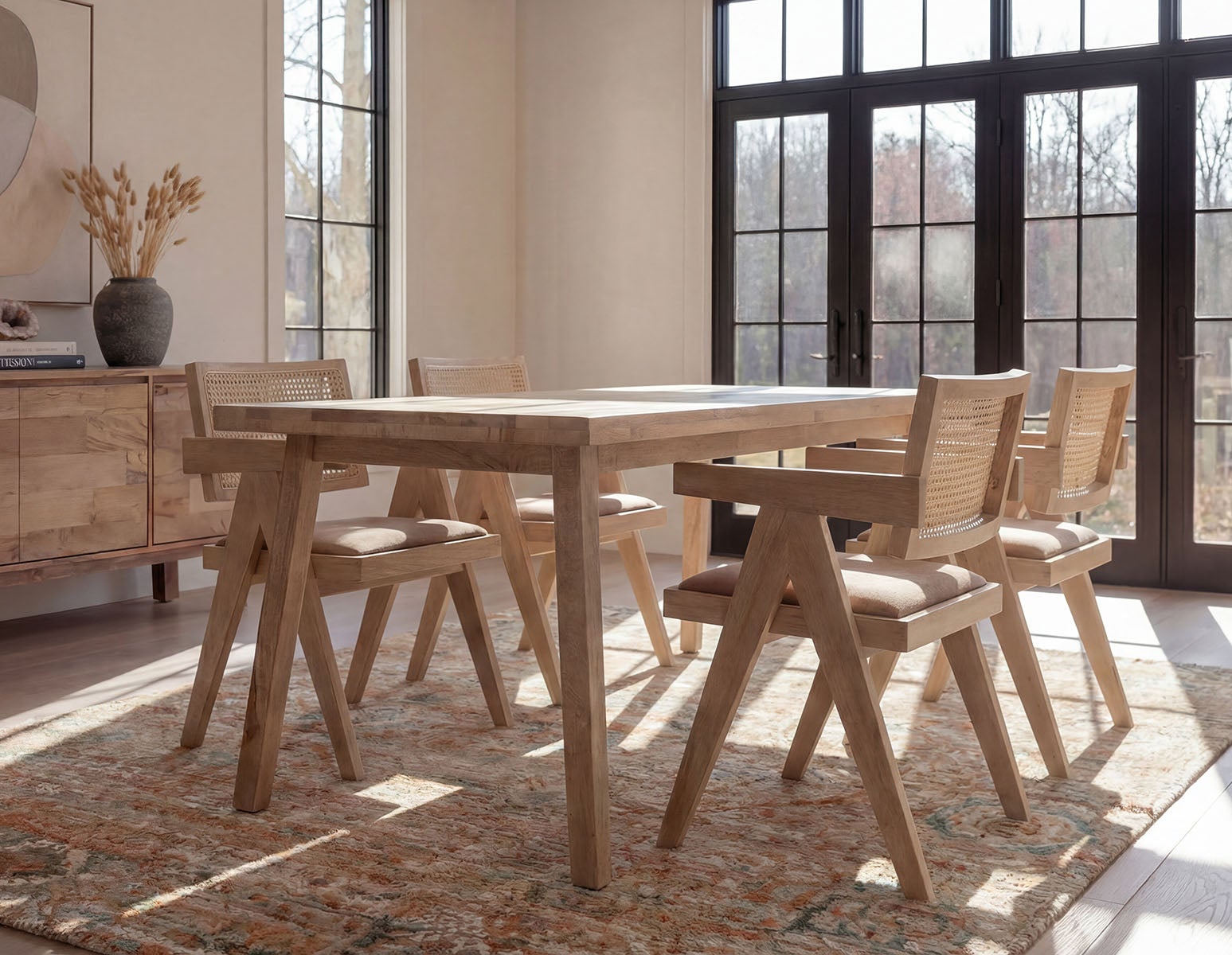THESSALIA rustic farmhouse distressed solid mango wood dining table 150 cm undefined
