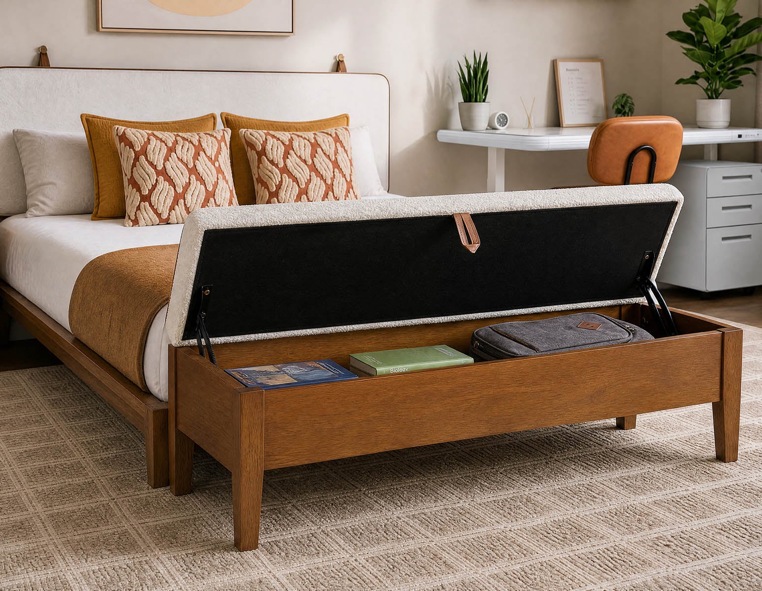 BENA mid-century modern storage bench undefined