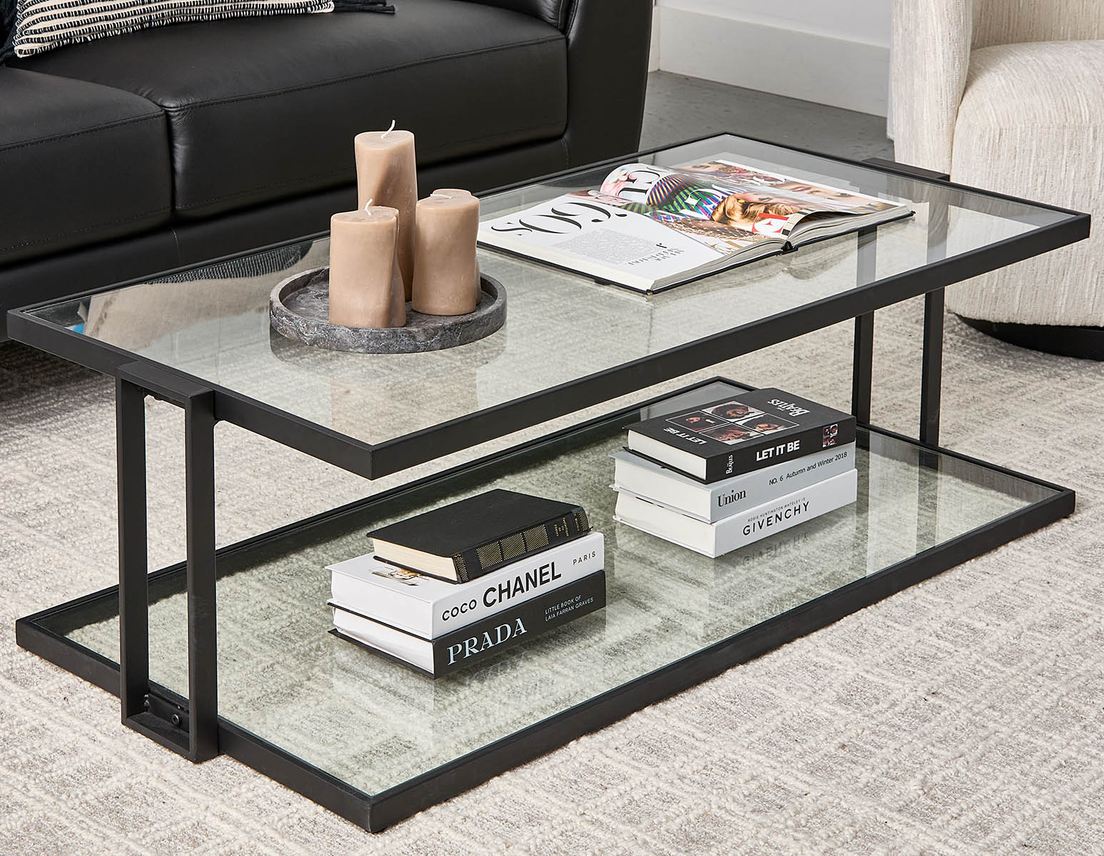 AGLAYA iron coffee table with tempered glass undefined