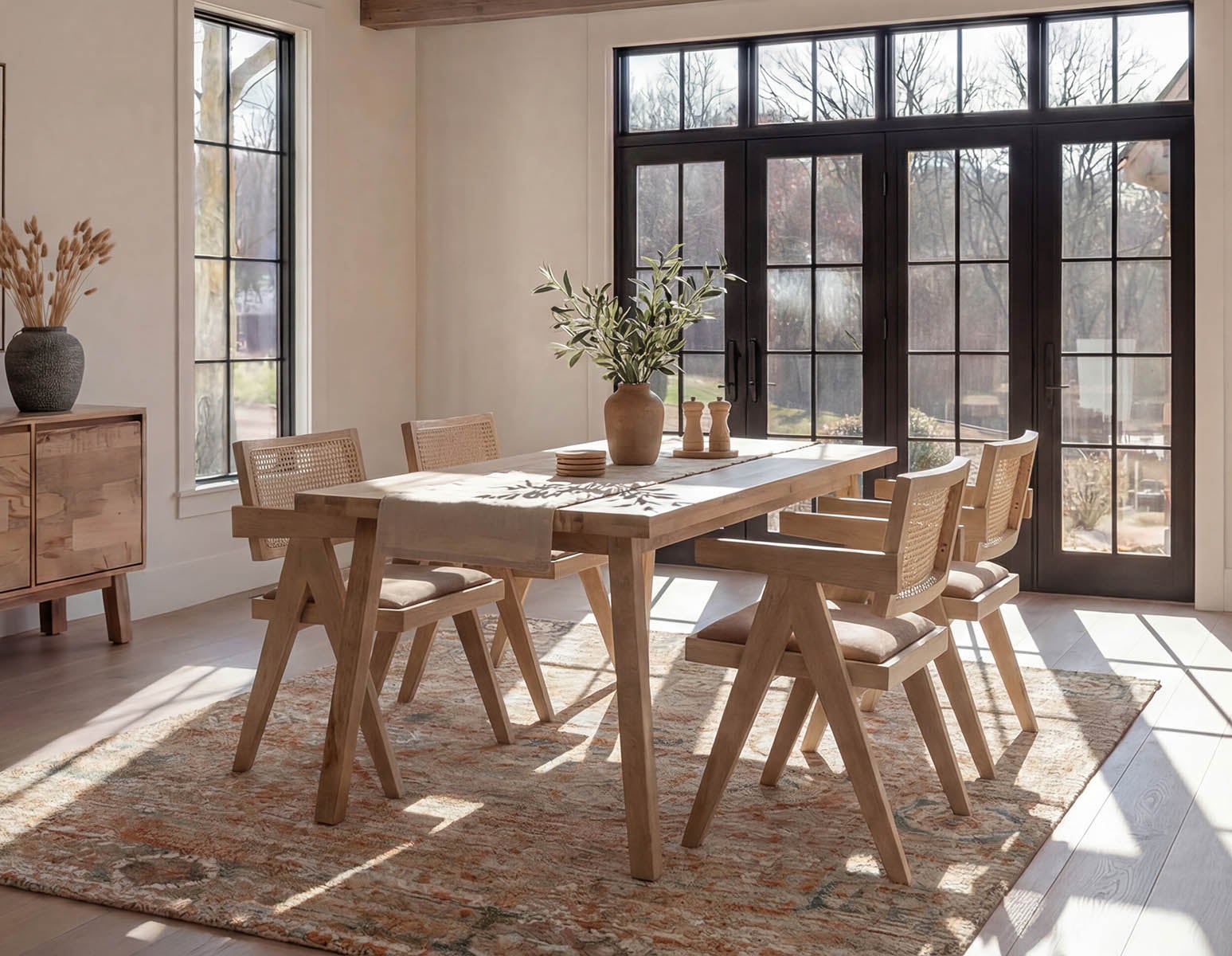 JOSS chaise de salle à manger en rotin naturel avec accoudoirs undefined