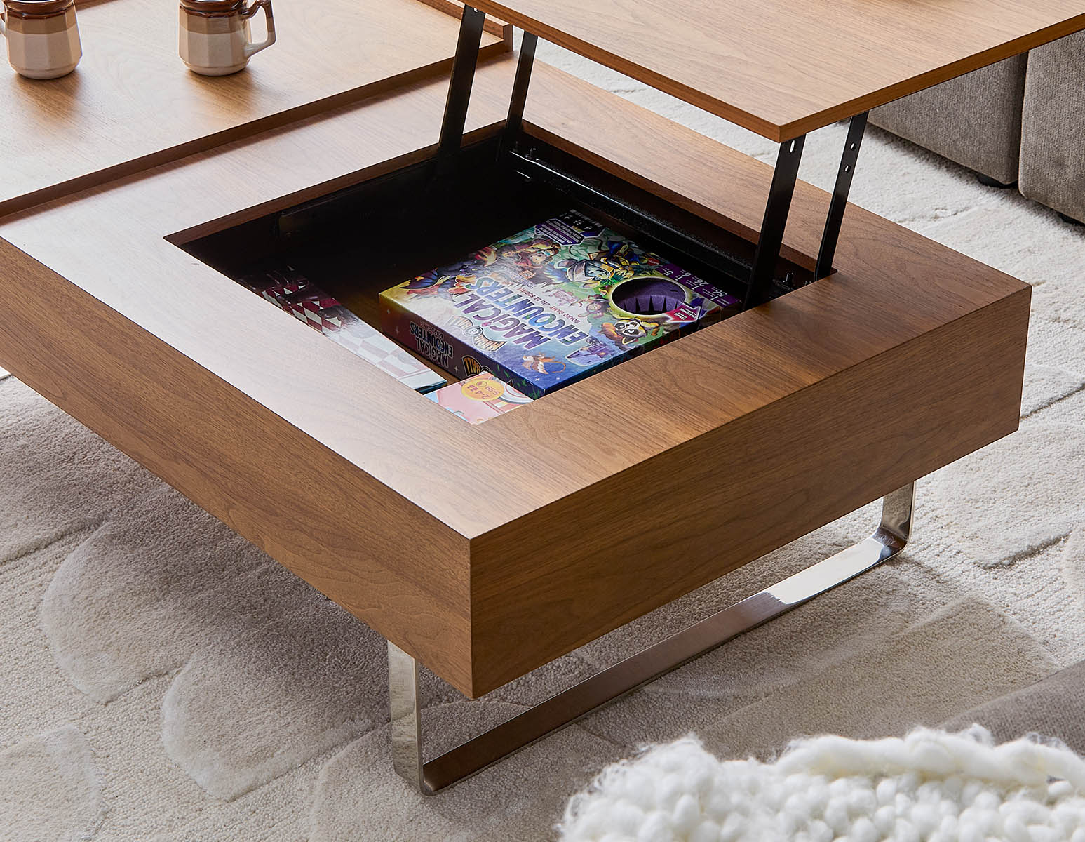 EVO walnut veneer lift-top storage coffee table 120 cm undefined