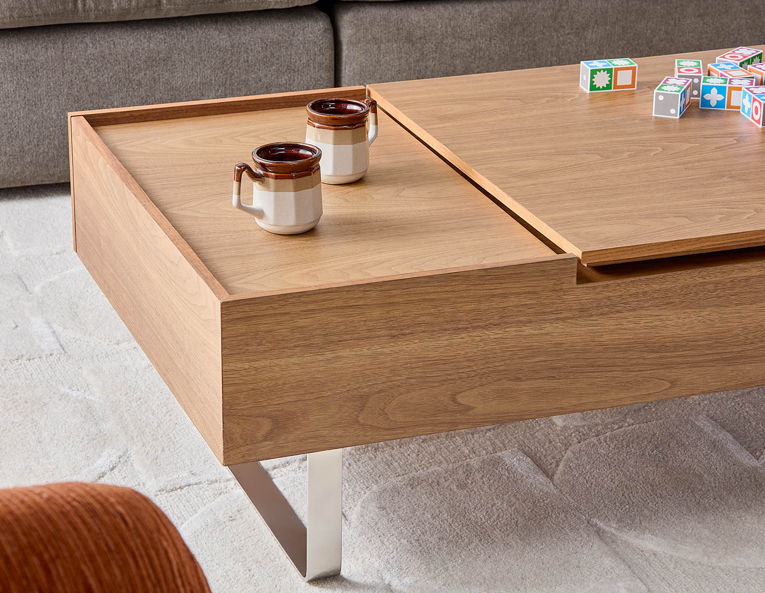 EVO walnut veneer lift-top storage coffee table 120 cm undefined