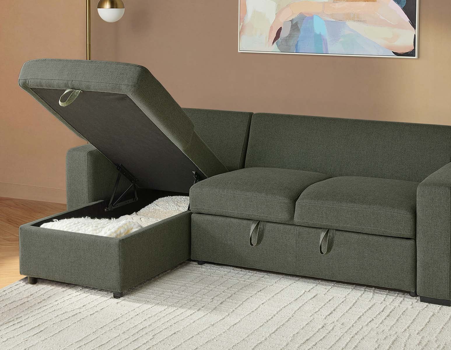 MARNIE contemporary interchangeable sectional sofa-bed with storage undefined