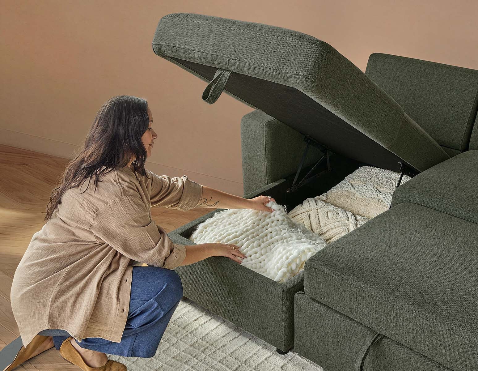 MARNIE contemporary interchangeable sectional sofa-bed with storage undefined