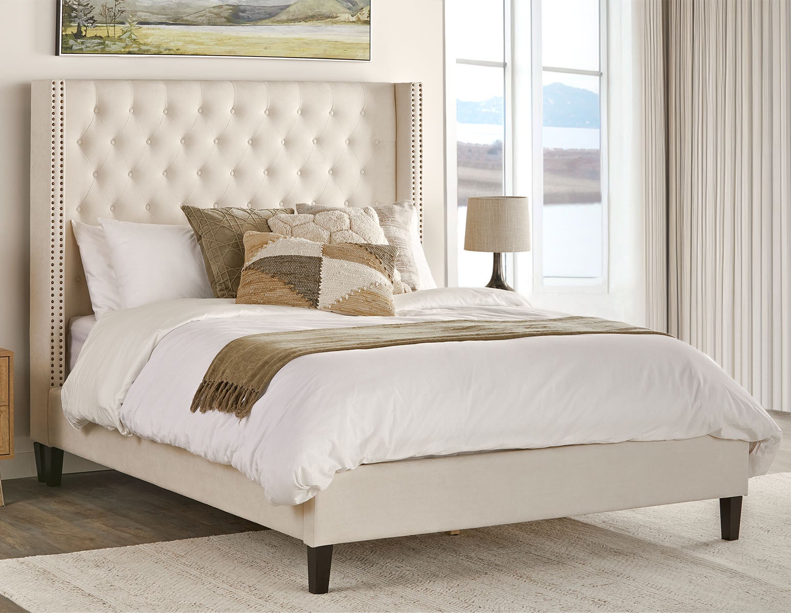 VERSAILLES tufted upholstered wingback queen size bed undefined