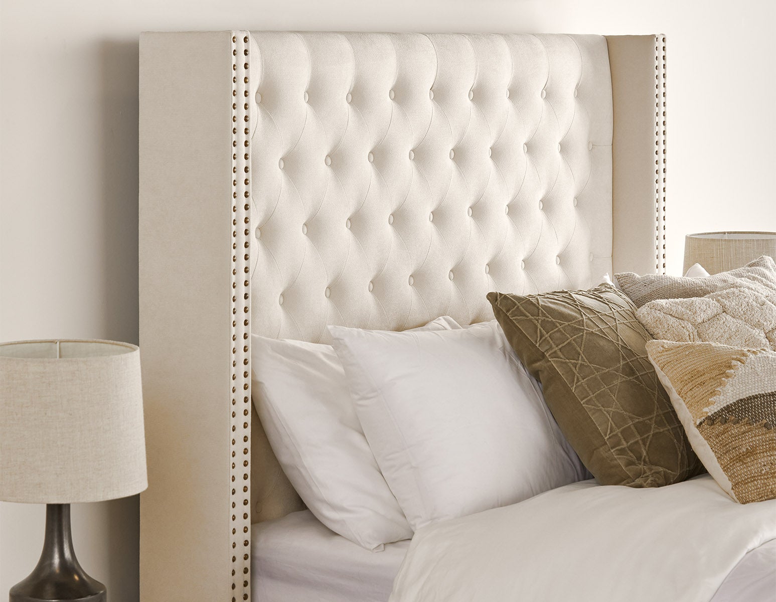 VERSAILLES tufted upholstered wingback queen size bed undefined