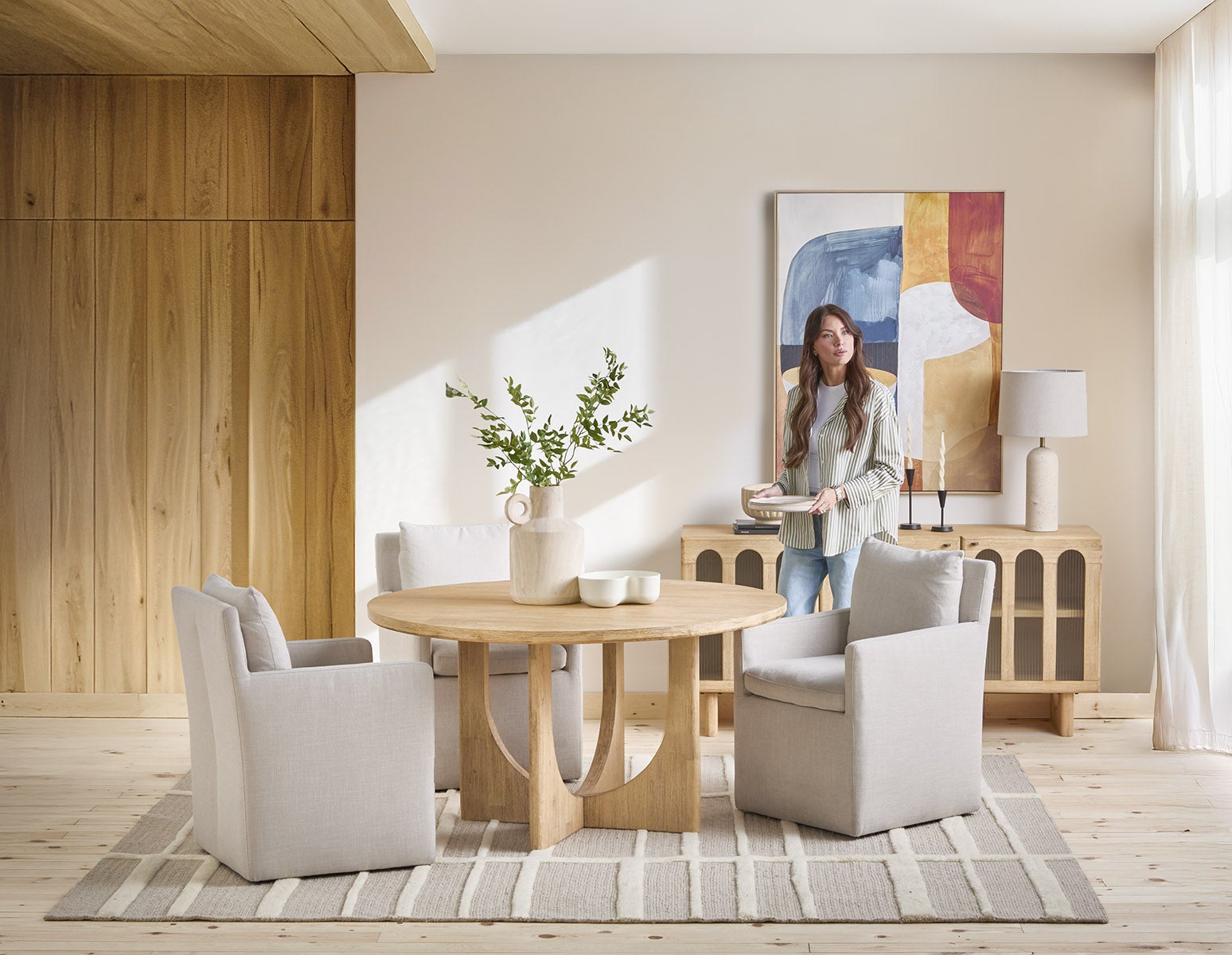 PRIYA round acacia wood dining table 140cm undefined