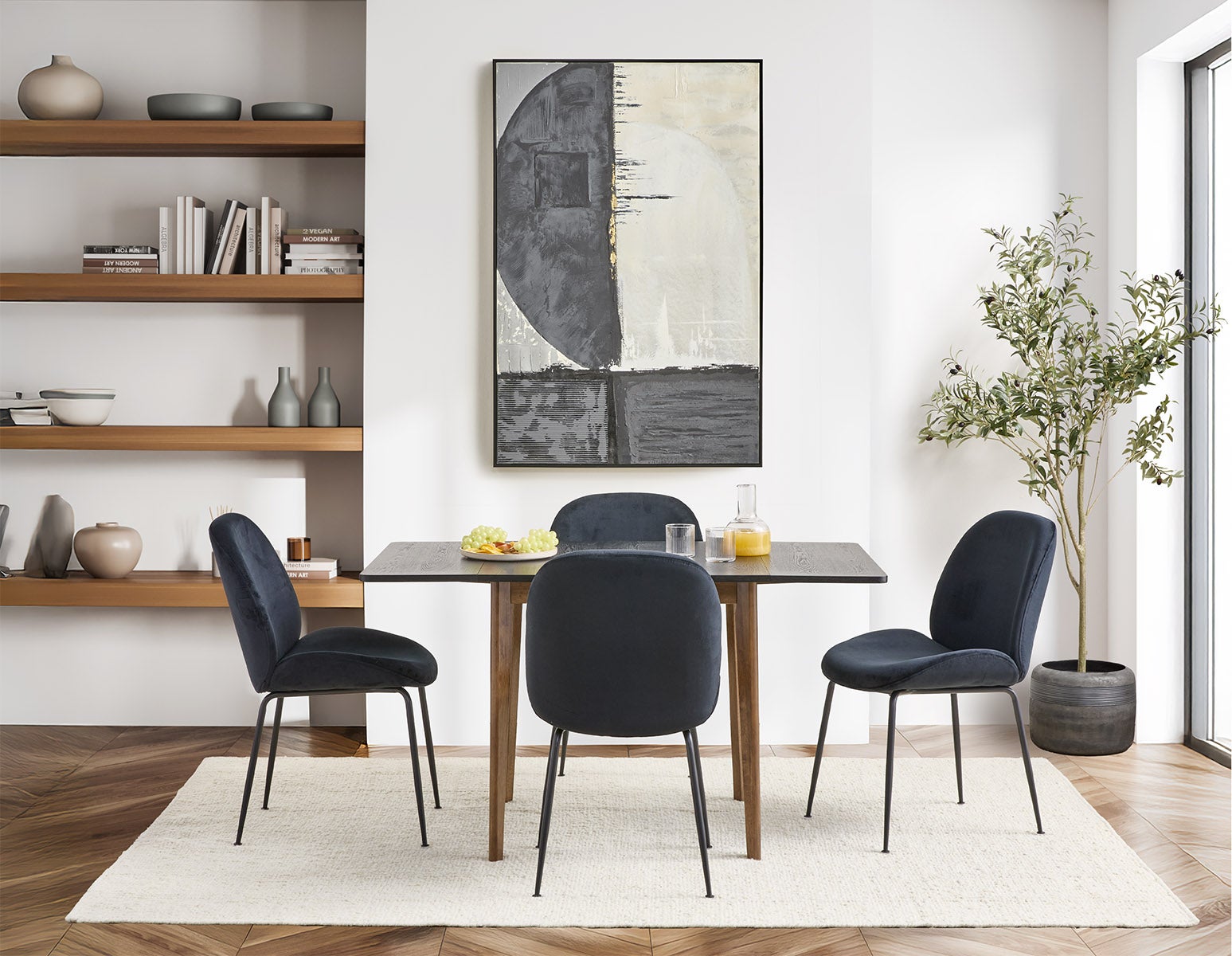 FINA table à manger avec deux abattants moderne contemporaine 74cm à 134cm undefined