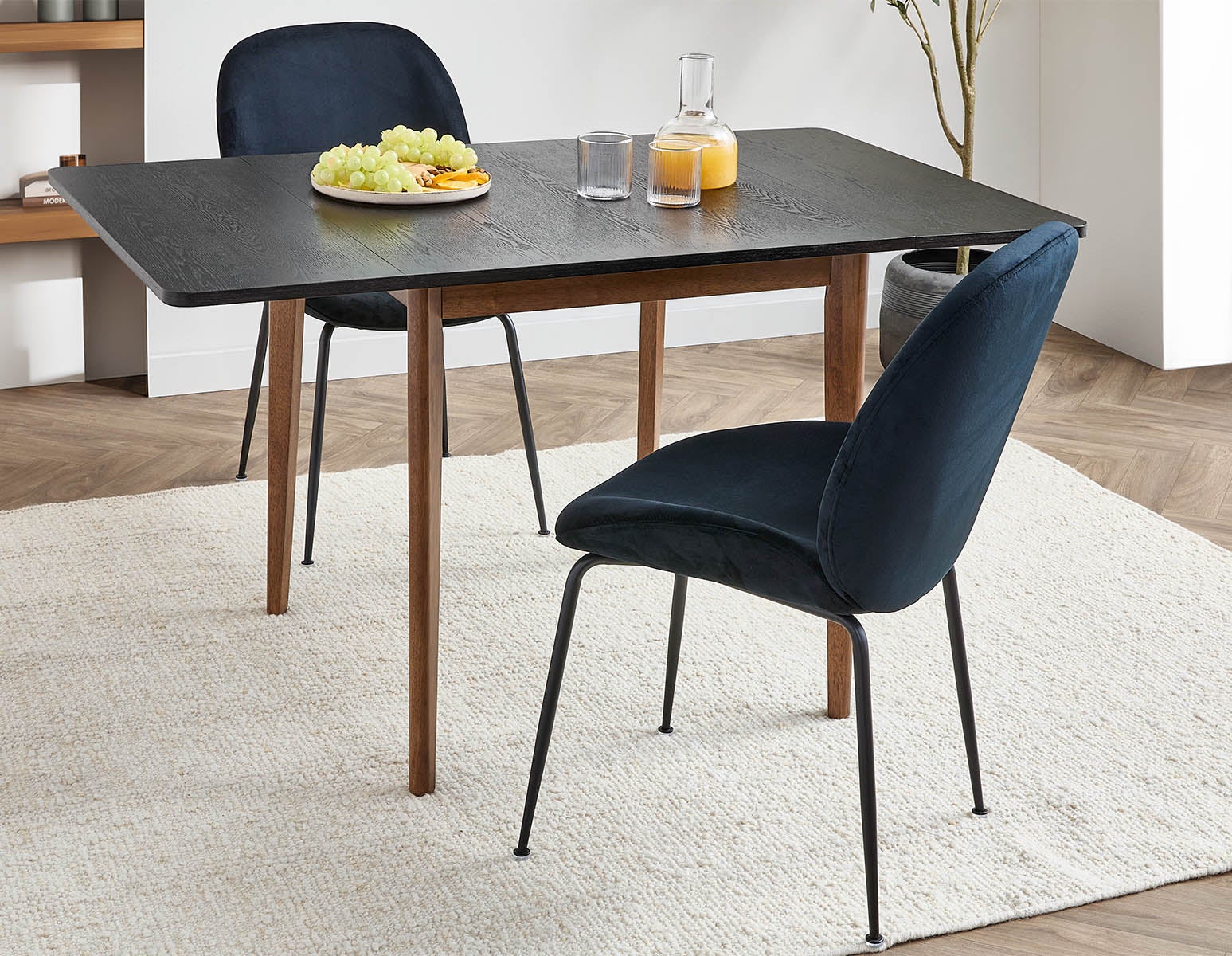 FINA table à manger avec deux abattants moderne contemporaine 74cm à 134cm undefined