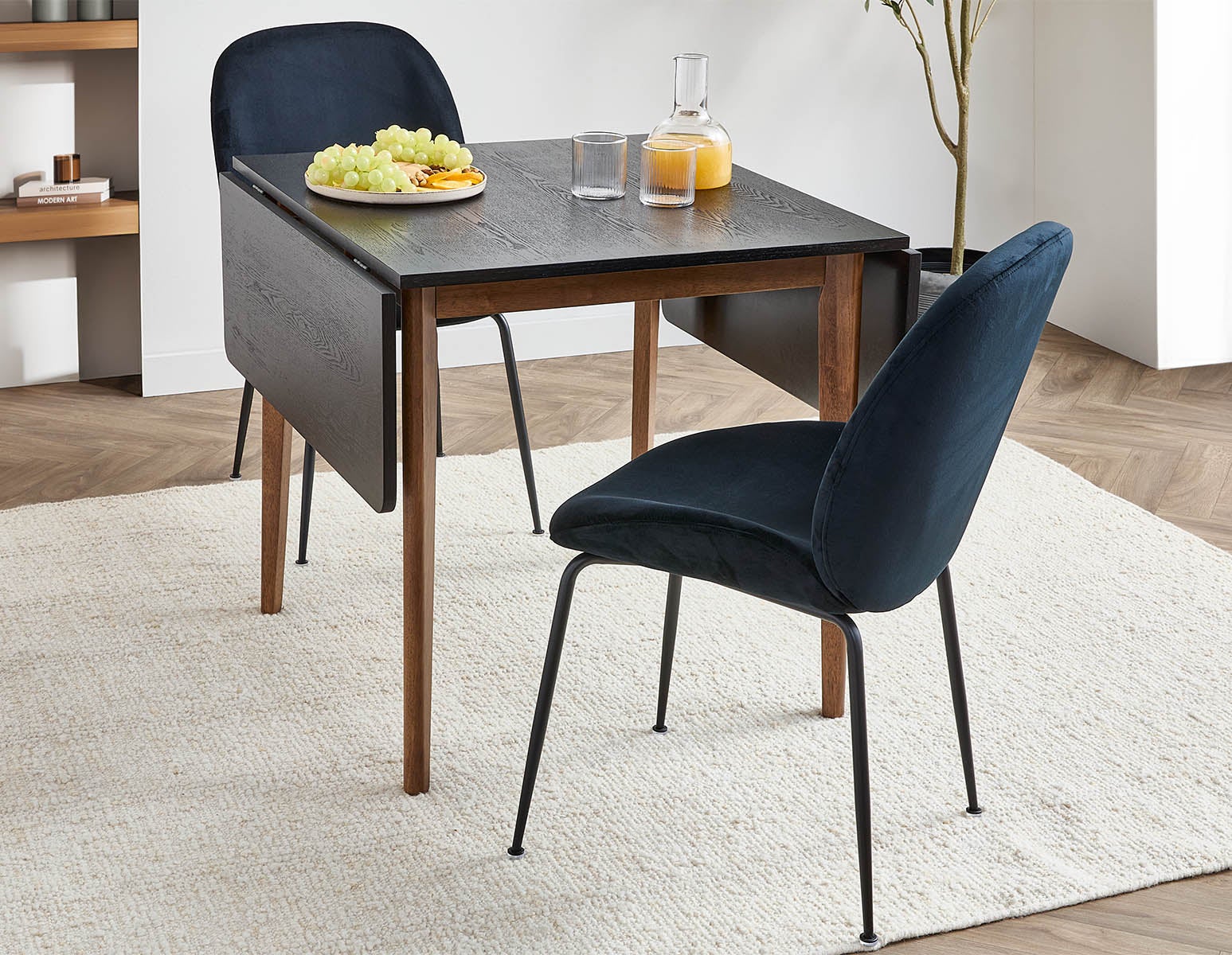 FINA table à manger avec deux abattants moderne contemporaine 74cm à 134cm undefined