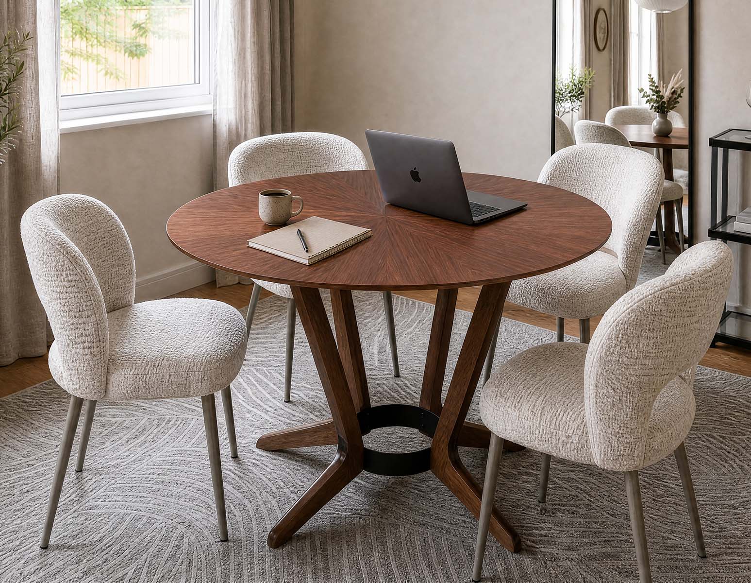 MORELLA table à manger 137 cm ronde moderne du milieu du siècle undefined