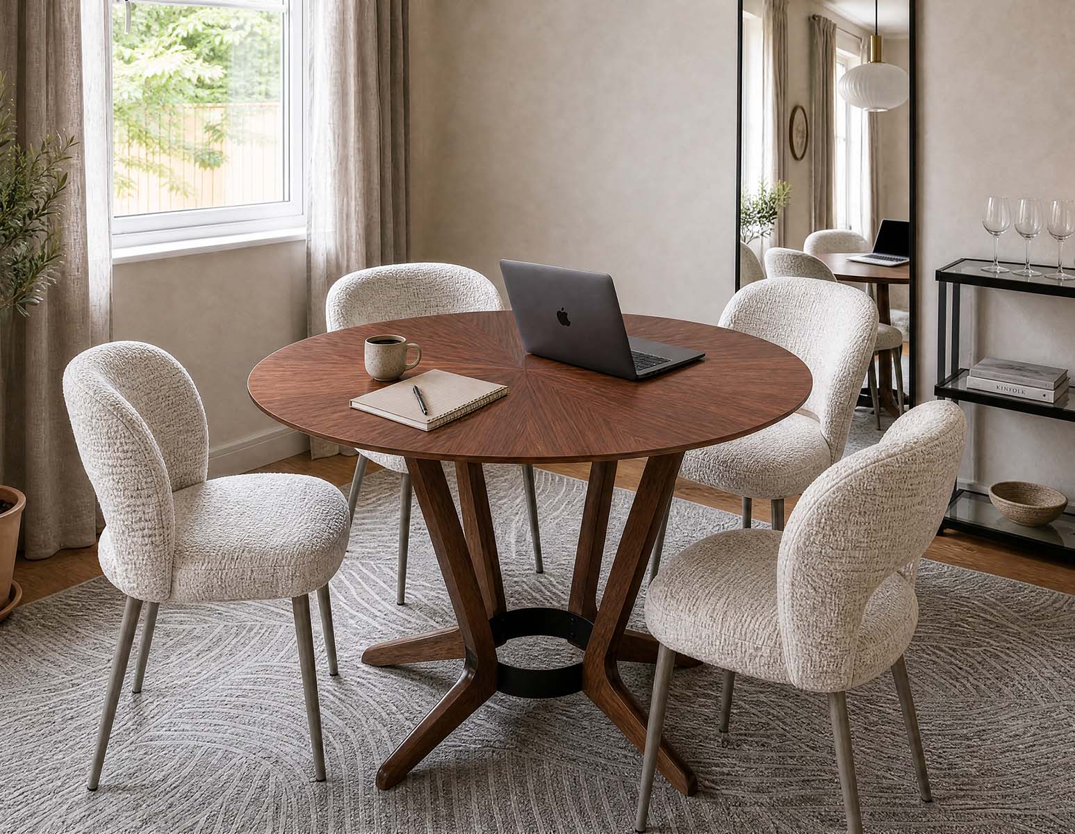MORELLA mid-century modern 137 cm round dining table undefined