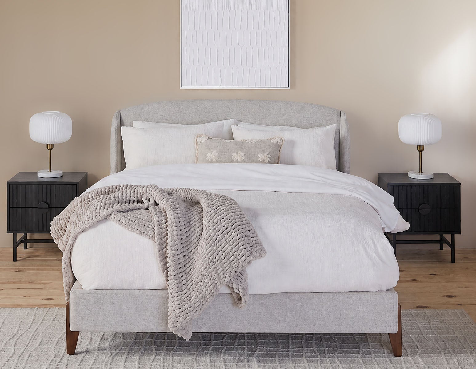 MARCIA mid-century modern upholstered queen size bed undefined