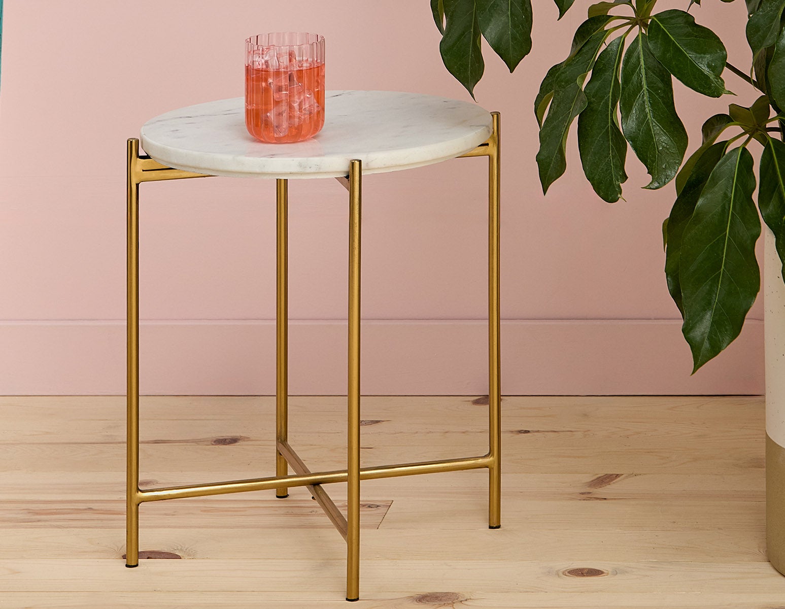 DENVER round marble end table 45cm undefined