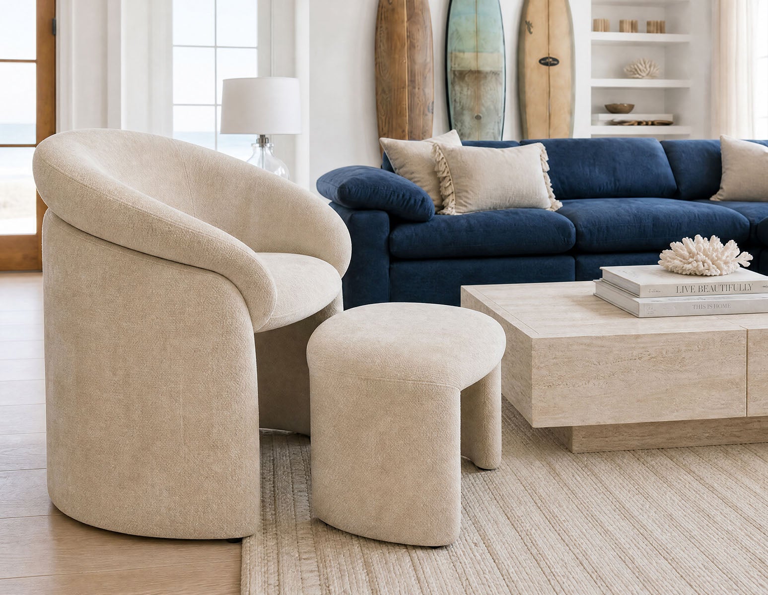 HANCHA modern accent chair with ottoman undefined