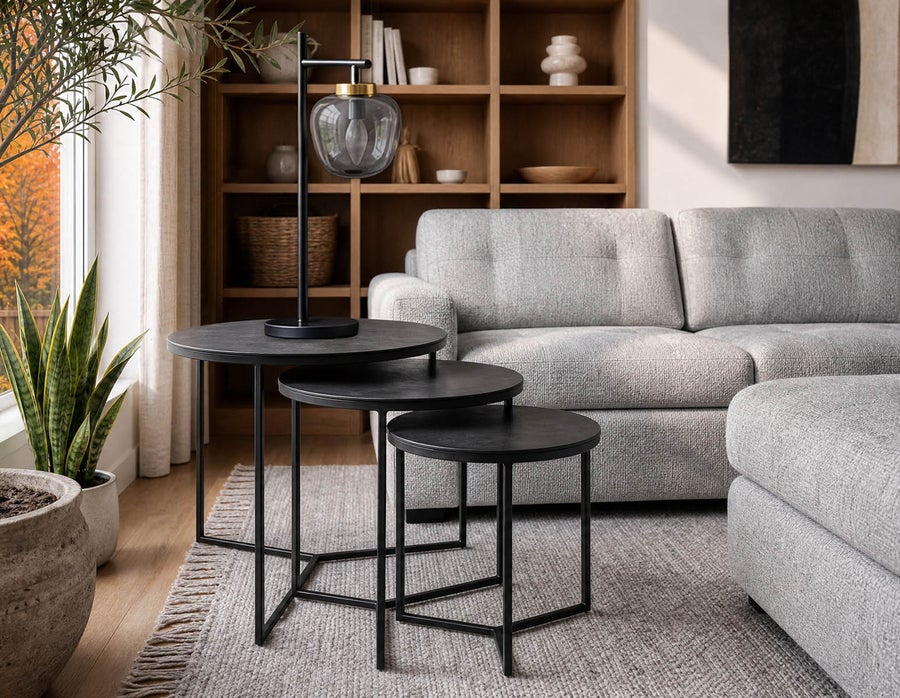 ALMATY set of 3 aluminum and iron nesting tables undefined