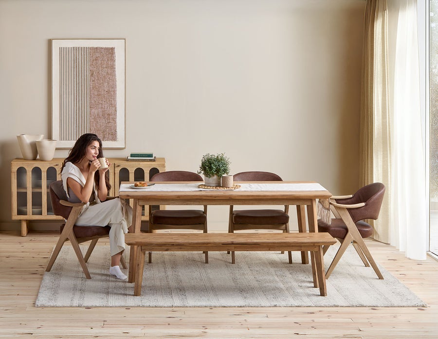 KABBANN acacia wood dining table 180 cm undefined