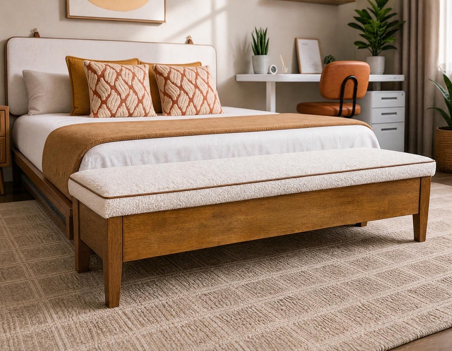 BENA mid-century modern storage bench undefined