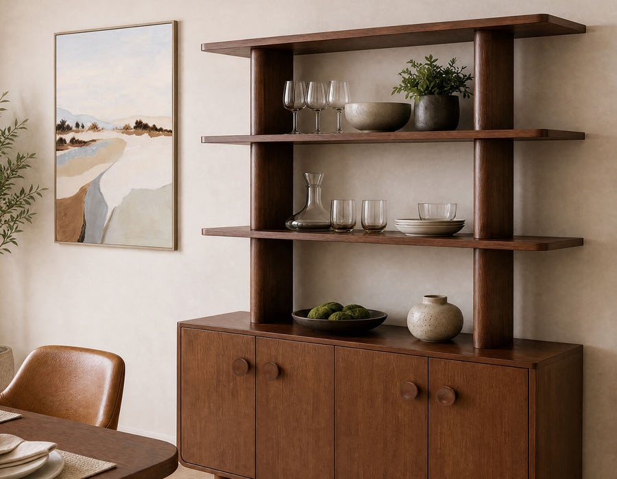 PALMO modern-retro 3-tier hutch shelf 165cm undefined