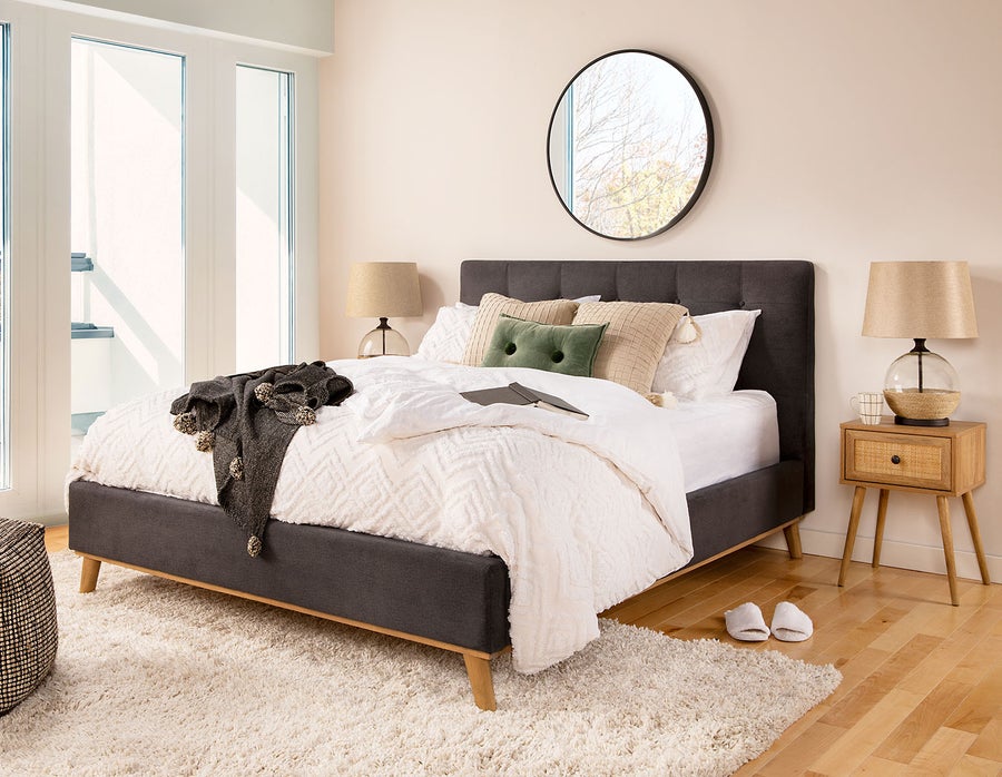 CARME mid-century modern tufted upholstered queen size bed undefined