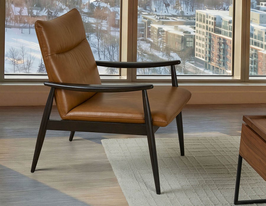 LATONA 100% leather mid-century modern accent chair undefined