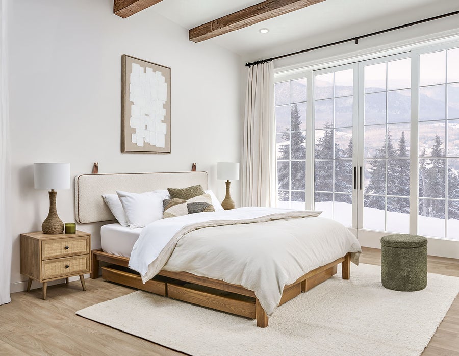 BENA mid-century modern double size bed frame undefined
