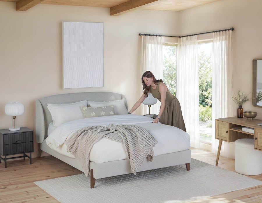 MARCIA mid-century modern upholstered queen size bed undefined