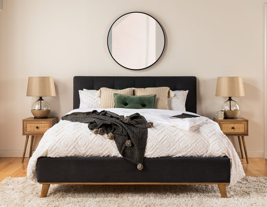 CARME mid-century modern tufted upholstered king size bed undefined