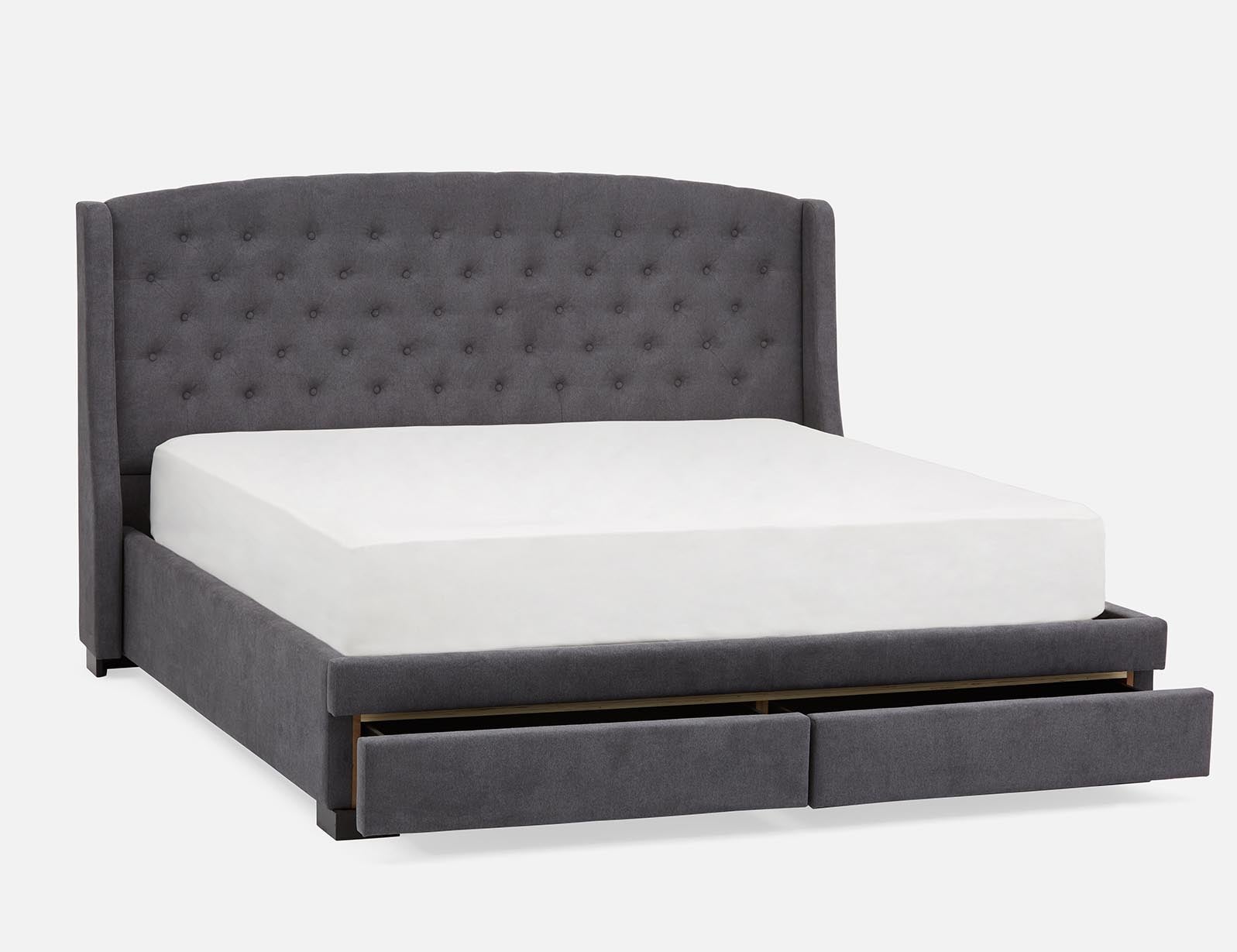 RAVEL traditional tufted upholstered wingback king-size bed with storage undefined