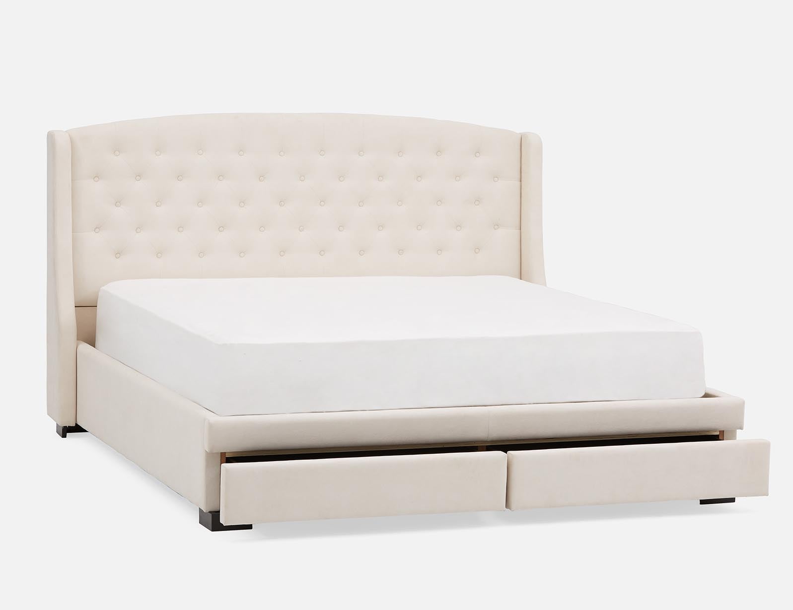 RAVEL traditional tufted upholstered wingback king-size bed with storage undefined