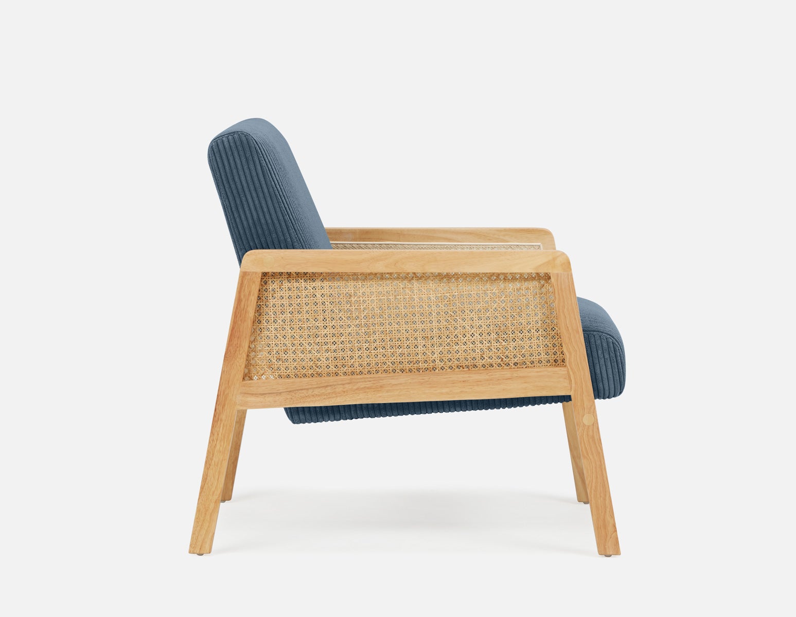 BECKETT armchair with corduroy and rattan accents undefined