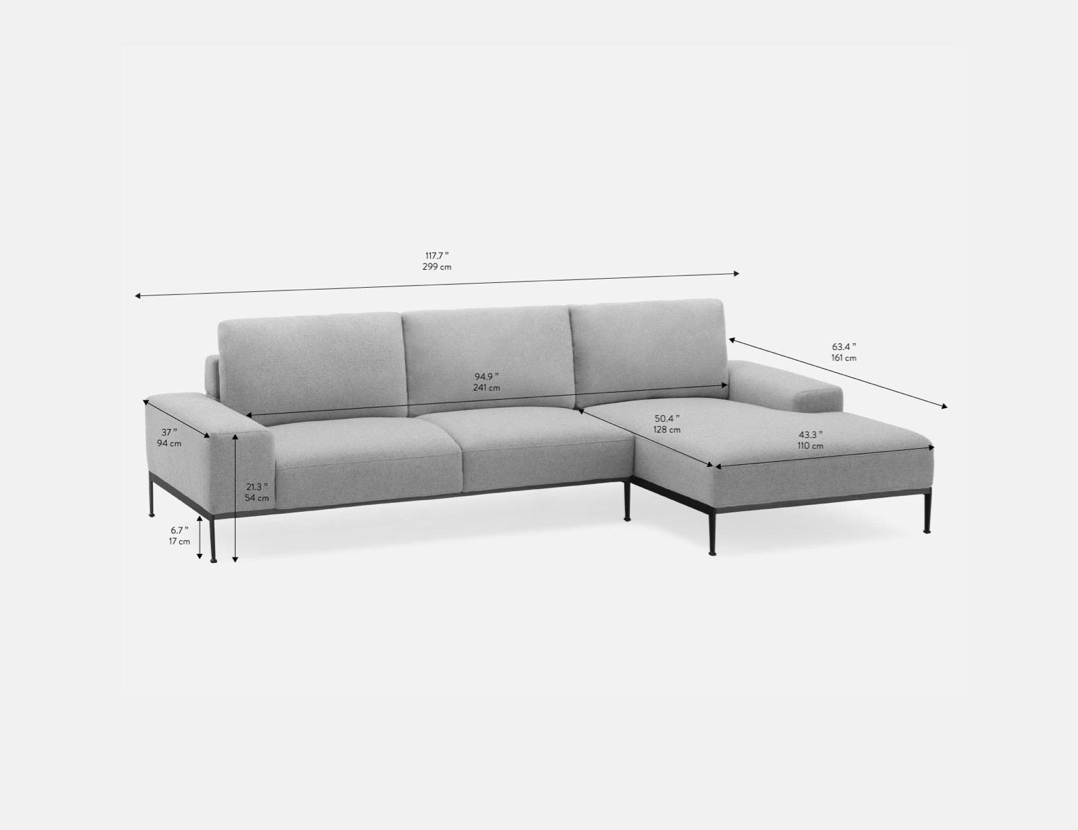 PRESTON modern right-facing sectional sofa undefined