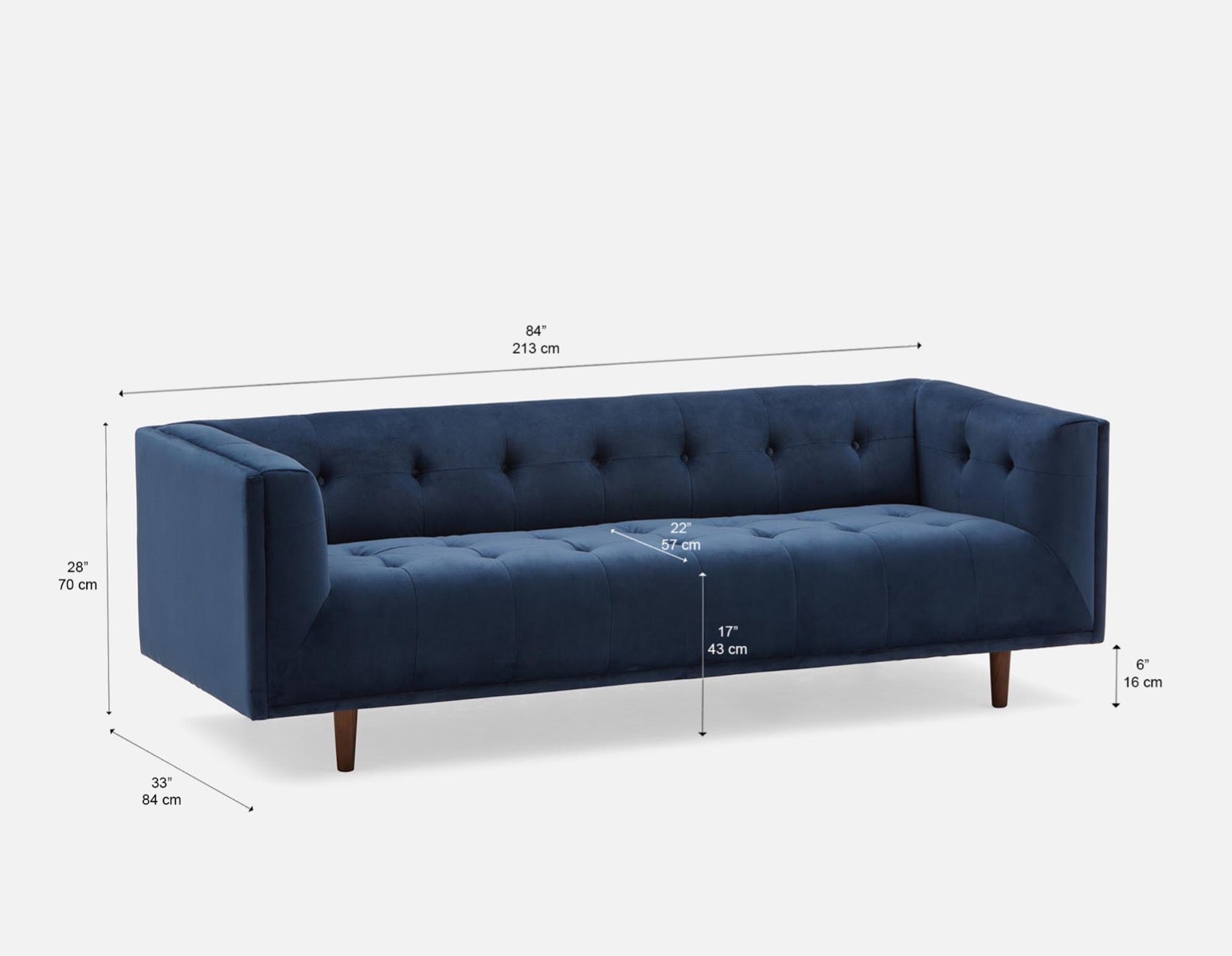 LORETTA mid-century modern velvet 3-seater sofa undefined